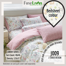 FineLivin Single / Super Single Pure Cotton Fitted Bedsheet Set